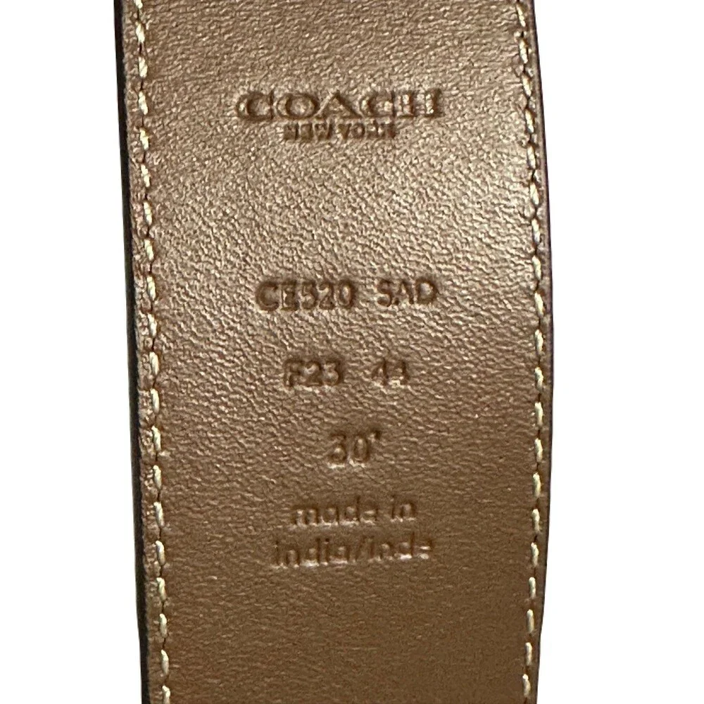 NEW Coach Mens Size 30 Saddle Brown Leather Belt 38mm Harness Buckle Cut To Size
